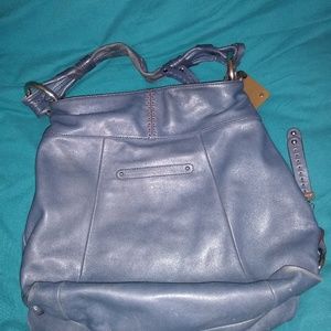 B Makowsky Blue leather Hobo
